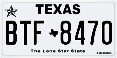 TX license plate BTF8470