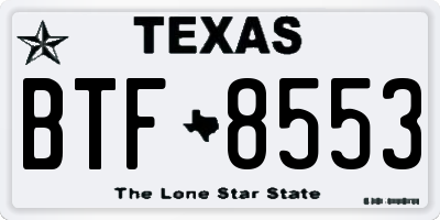 TX license plate BTF8553