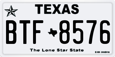 TX license plate BTF8576