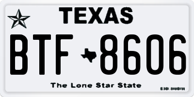 TX license plate BTF8606