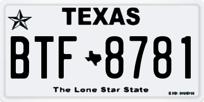 TX license plate BTF8781