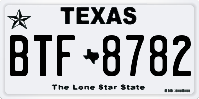 TX license plate BTF8782
