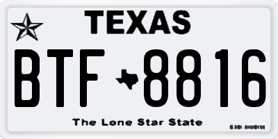 TX license plate BTF8816