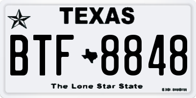 TX license plate BTF8848