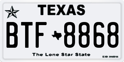 TX license plate BTF8868