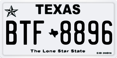 TX license plate BTF8896