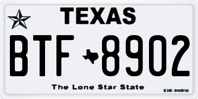 TX license plate BTF8902