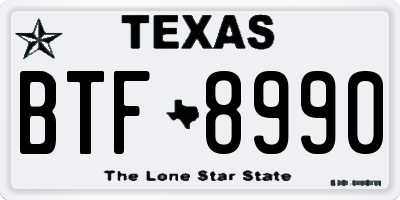 TX license plate BTF8990