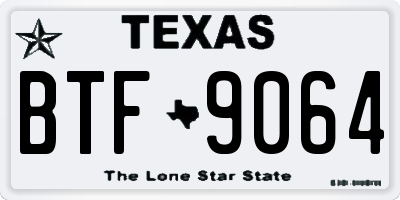 TX license plate BTF9064