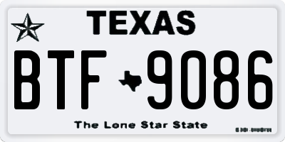 TX license plate BTF9086