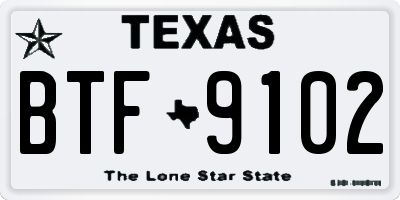 TX license plate BTF9102