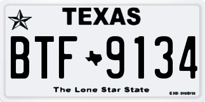 TX license plate BTF9134