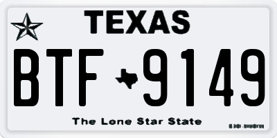 TX license plate BTF9149