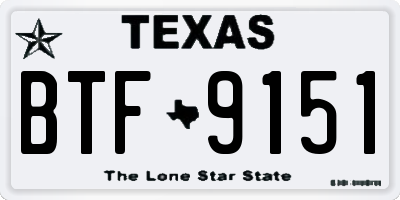 TX license plate BTF9151