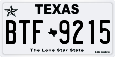TX license plate BTF9215