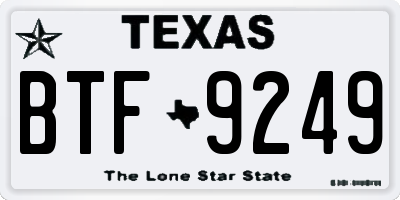 TX license plate BTF9249