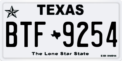 TX license plate BTF9254