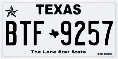 TX license plate BTF9257