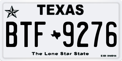 TX license plate BTF9276