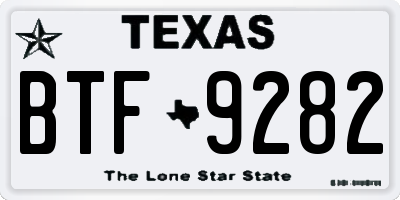 TX license plate BTF9282