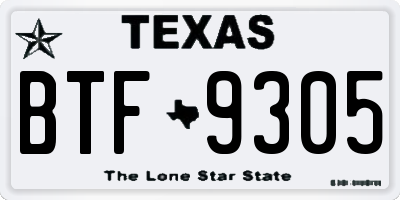 TX license plate BTF9305