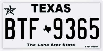 TX license plate BTF9365