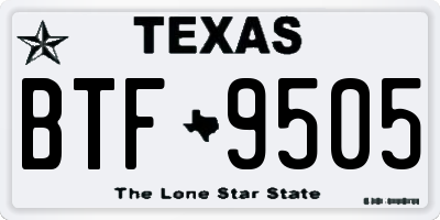 TX license plate BTF9505