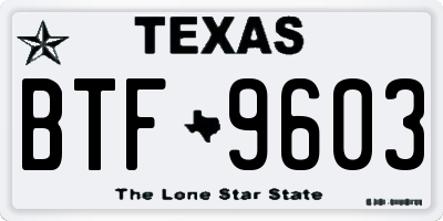 TX license plate BTF9603