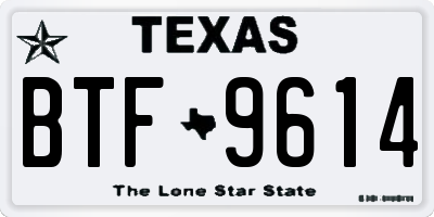 TX license plate BTF9614