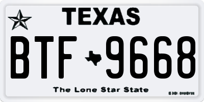 TX license plate BTF9668