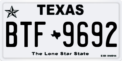 TX license plate BTF9692