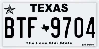 TX license plate BTF9704