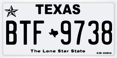 TX license plate BTF9738
