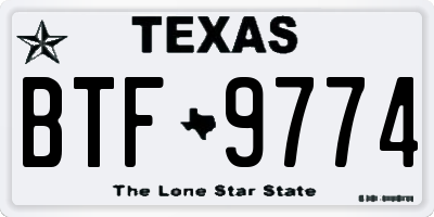 TX license plate BTF9774