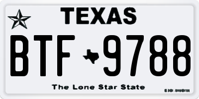 TX license plate BTF9788