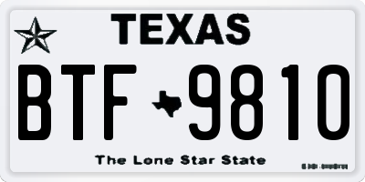 TX license plate BTF9810