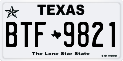 TX license plate BTF9821