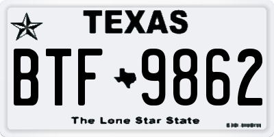 TX license plate BTF9862