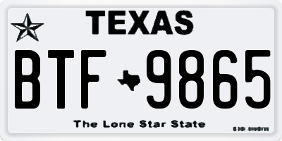 TX license plate BTF9865