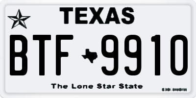 TX license plate BTF9910