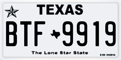 TX license plate BTF9919