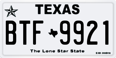 TX license plate BTF9921