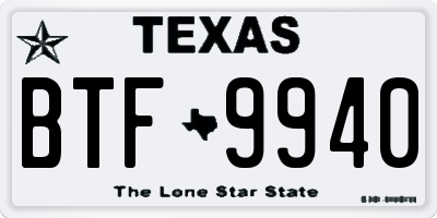 TX license plate BTF9940