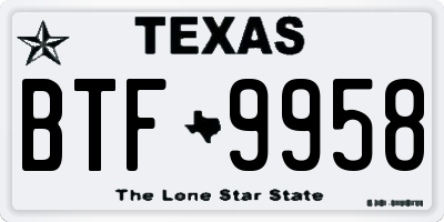 TX license plate BTF9958