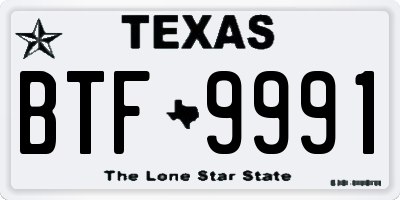 TX license plate BTF9991