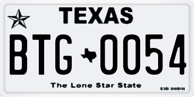 TX license plate BTG0054