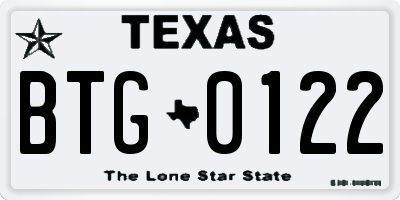 TX license plate BTG0122