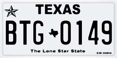 TX license plate BTG0149