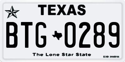 TX license plate BTG0289