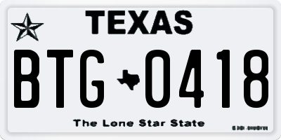 TX license plate BTG0418